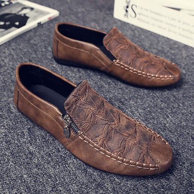 Vīriešu ikdienas mokasīni no mākslīgās ādas ar rāvējslēdzēju