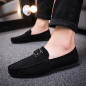 Jauns vīriešu mokasīnu modelis ar metāla sprādzi - eko zamšādas