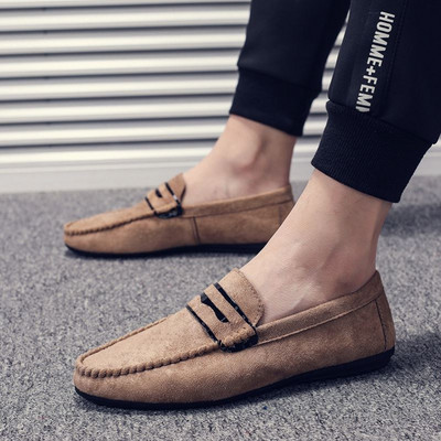 Jauns vīriešu mokasīnu modelis ar metāla sprādzi - eko zamšādas