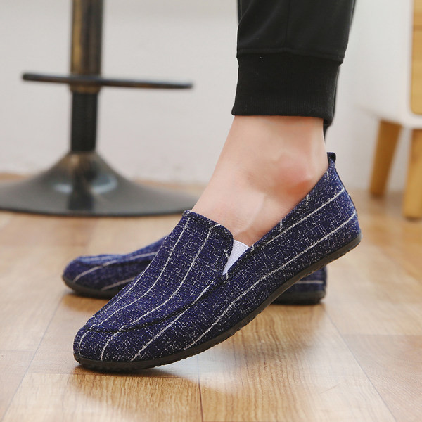 Μοκασίνια ριγέ ανδρικά με επίπεδη σόλα
