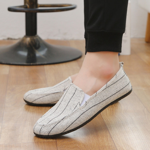 Μοκασίνια ριγέ ανδρικά με επίπεδη σόλα