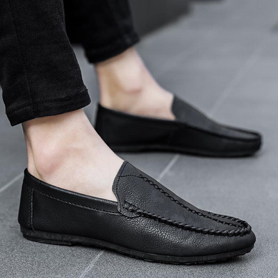 Ανδρικά μοκασίνια από οικολογικό δέρμα απλό μοντέλο με επίπεδη σόλα