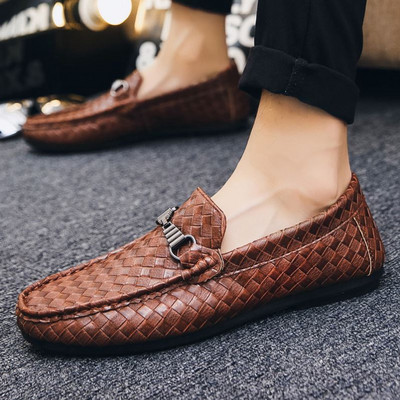 Casual ανδρικά έκο δερμάτινα μοκασίνια με μεταλλικό στοιχείο