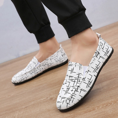 Ανδρικά υφαντικά μοκασίνια με στρογγυλή σόλα