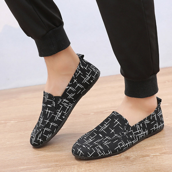 Ανδρικά υφαντικά μοκασίνια με στρογγυλή σόλα