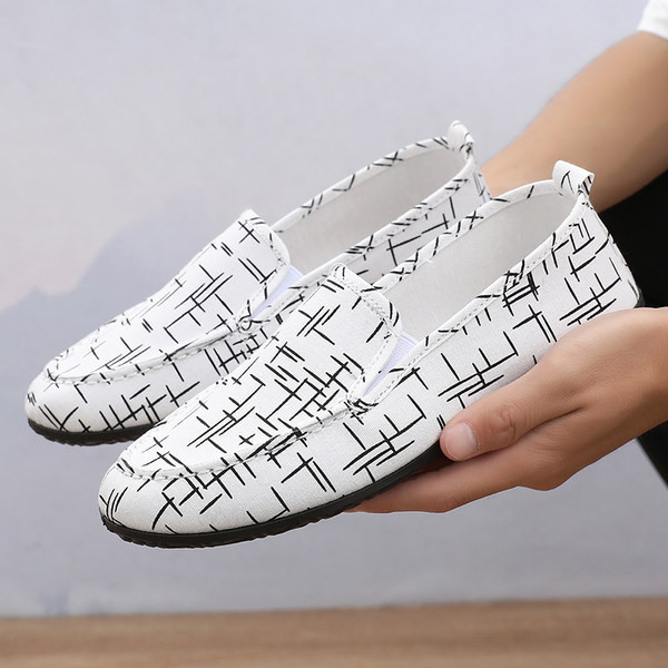Ανδρικά υφαντικά μοκασίνια με στρογγυλή σόλα