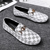 Stilīgi vīriešu rūtaini mokasīni ar sprādzi