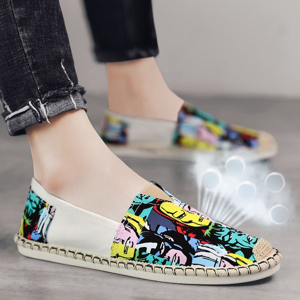 Espadrile de barbati actuale cu talpa plata si aplicatie