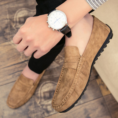 Модерни мъжки мокасини от еко кожа с равна подметка