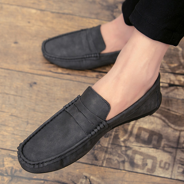 Модерни мъжки мокасини от еко кожа с равна подметка