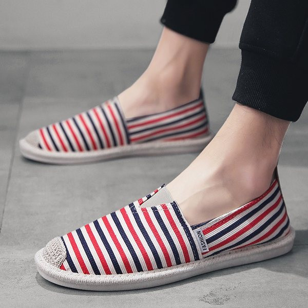 Jauns vasaras svītraino espadrilu modelis