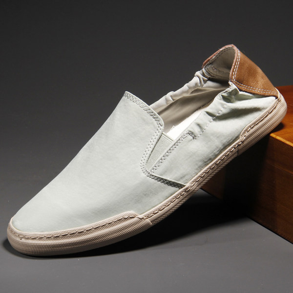 Vīriešu apaļi mokasīni ar plakanu auduma zoli