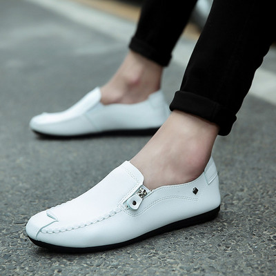 Καλοκαιρινά ανδρικά έκο δερμάτινα μοκασίνια με φερμουάρ και μεταλλικά πούλια