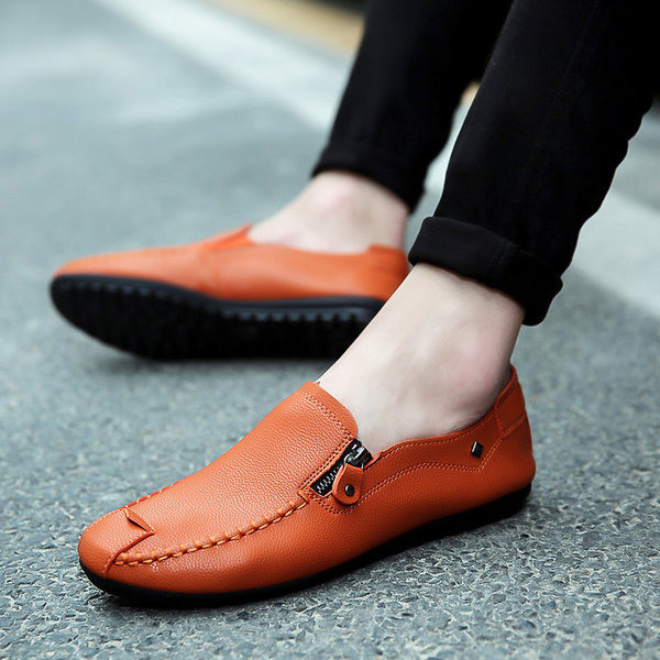 Καλοκαιρινά ανδρικά έκο δερμάτινα μοκασίνια με φερμουάρ και μεταλλικά πούλια