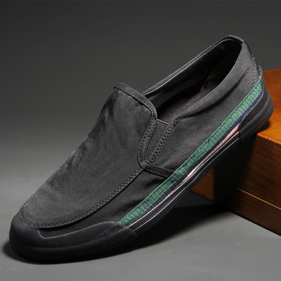 Мъжки заоблени мокасини с равна подметка от текстил