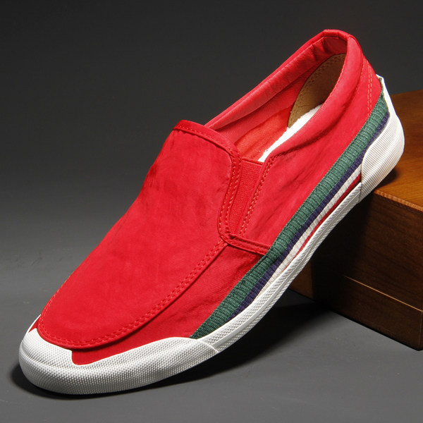 Мъжки заоблени мокасини с равна подметка от текстил