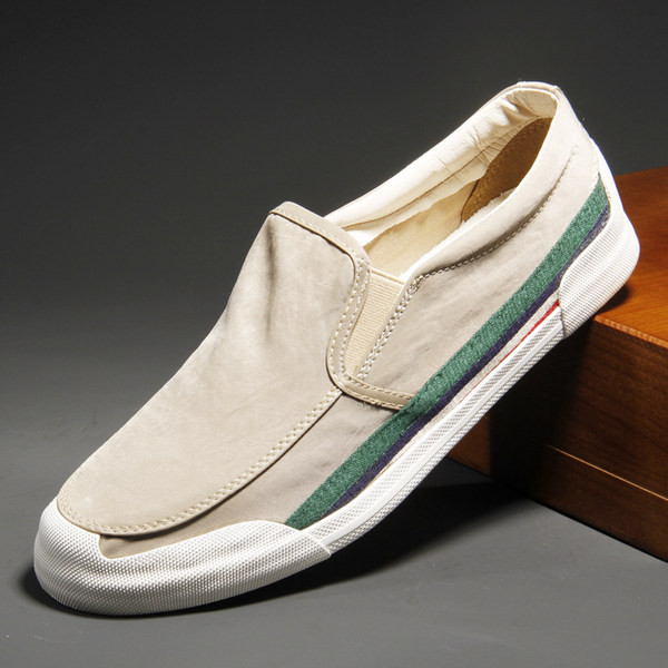 Мъжки заоблени мокасини с равна подметка от текстил