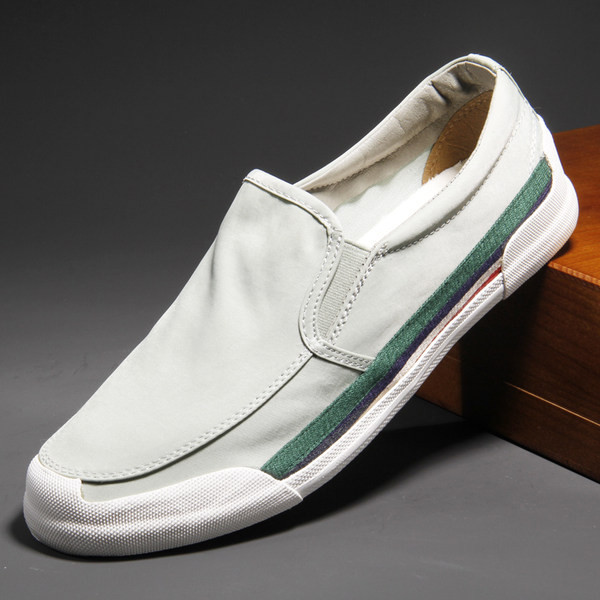 Мъжки заоблени мокасини с равна подметка от текстил