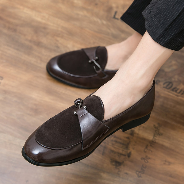 Модерни мъжки мокасини от еко кожа и велур