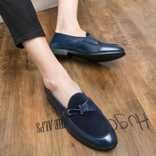 Модерни мъжки мокасини от еко кожа и велур