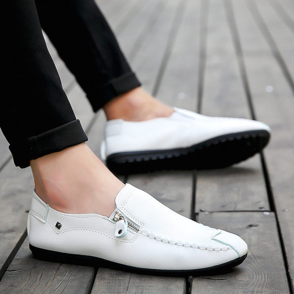 Jauna modeļa ērti vīriešu mokasīni no eko ādas ar dekoratīviem rāvējslēdzējiem