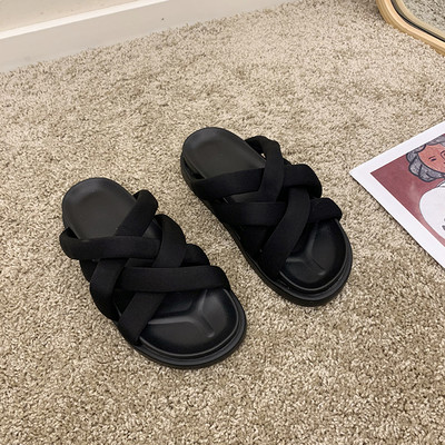 Sieviešu vasaras čības ar tekstila krusta siksnām