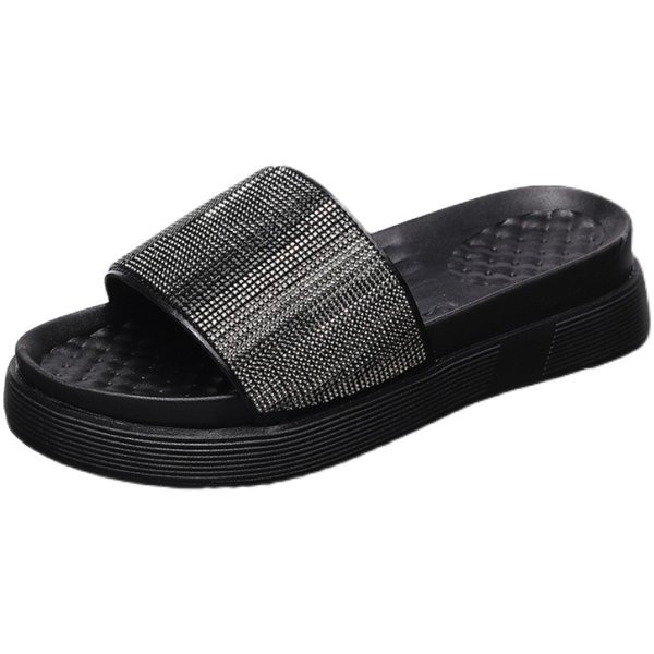 Ikdienas sieviešu čības ar plakanu zoli sudraba un melnā krāsā