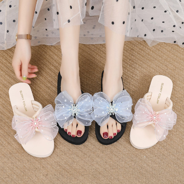 Sieviešu čības ar tilla un pērļu lenti