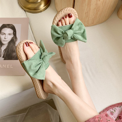 Papuci casual cu talpa plata si panglica pentru femei