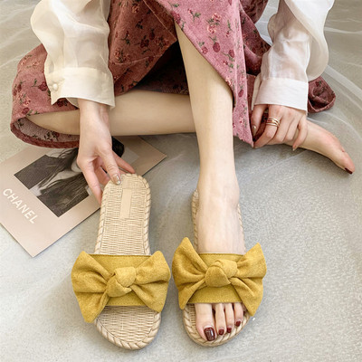 Papuci casual cu talpa plata si panglica pentru femei