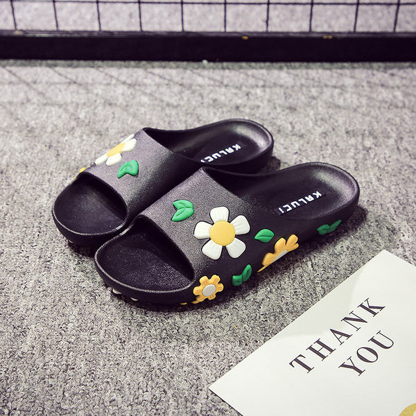 Pludmalei piemērotas sieviešu gumijas čības ar ziediem