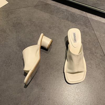 Sieviešu kvadrātveida čības no eko ādas ar augstu apaļu papēdi 6 cm