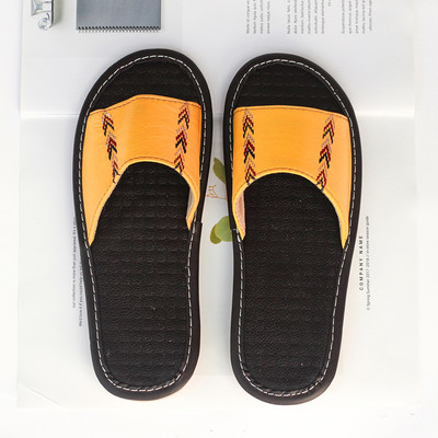 Papuci casual dama din piele ecologica cu broderie