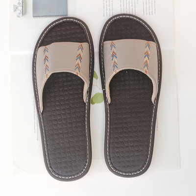 Papuci casual dama din piele ecologica cu broderie