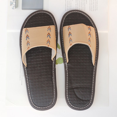 Papuci casual dama din piele ecologica cu broderie