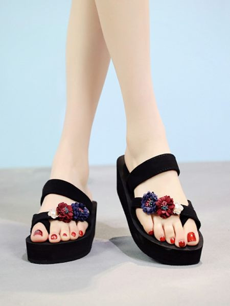 Jauna modeļa vasaras čības ar 3D ziediem