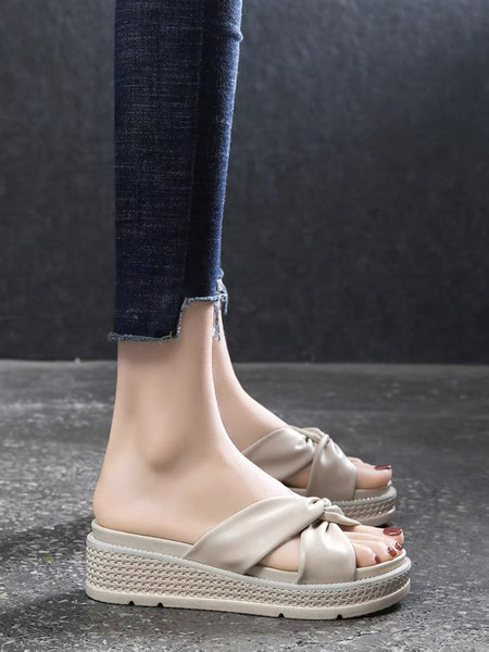 Ikdienas platformas čības ar krusteniskām siksnām no eko ādas