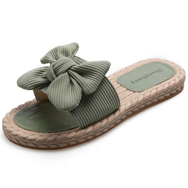 Papuci casual cu talpa plata si panglica textila