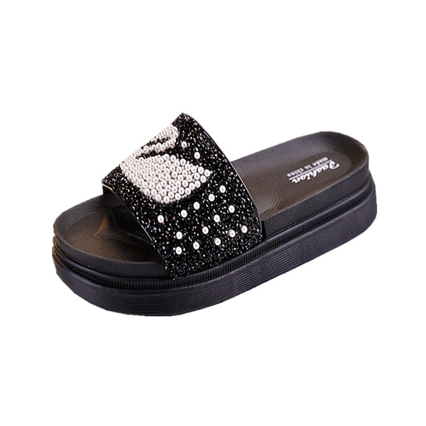 Ženske papuče sa debelim potplatom i perlama - dva modela