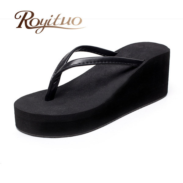 Ikdienas sieviešu čības pāri purngalam ar 7 cm augstu platformu