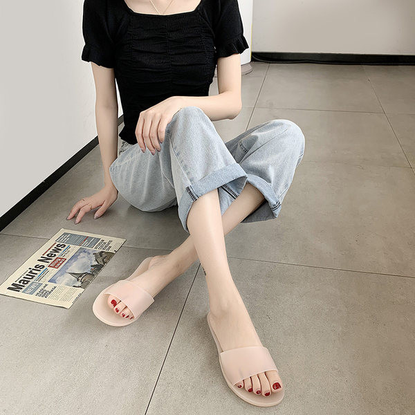 Sieviešu ikdienas gumijas čības ar plakanu zoli