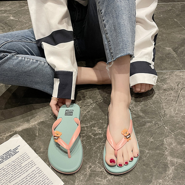 Ženske japanke za plažu između prstiju s 3D ukrasom medvjedića