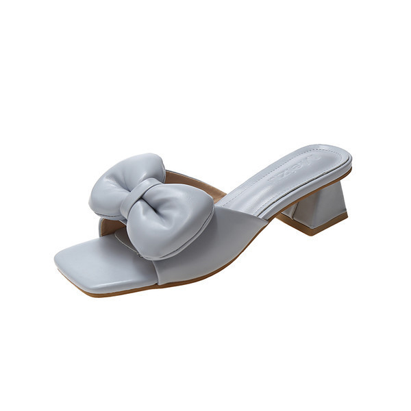 Κομψές γυναικείες ψηλοτάκουνες παντόφλες με κορδέλα