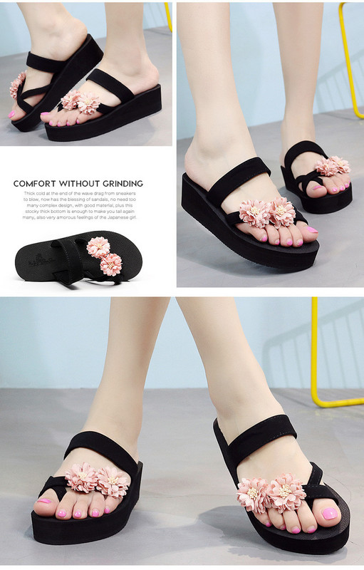 Jauns sieviešu čību modelis ar 3D ziedu elementu - melnā krāsā