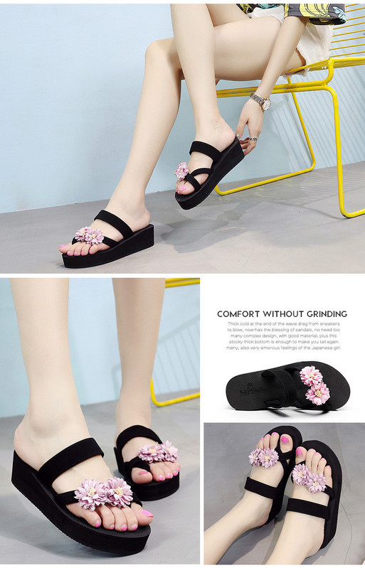 Jauns sieviešu čību modelis ar 3D ziedu elementu - melnā krāsā