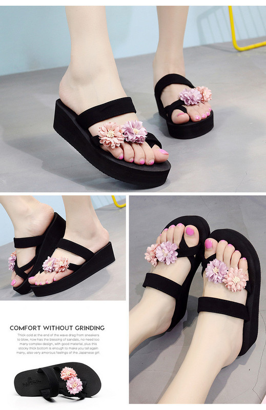 Jauns sieviešu čību modelis ar 3D ziedu elementu - melnā krāsā