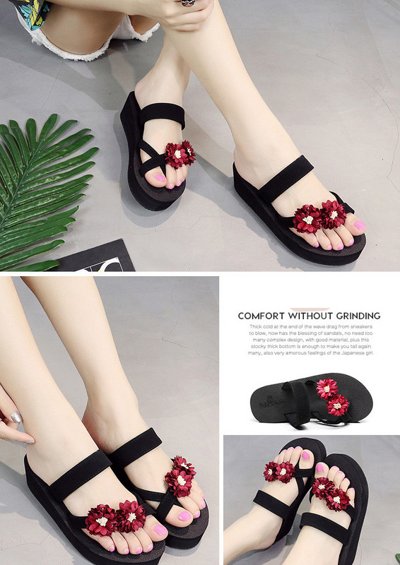 Jauns sieviešu čību modelis ar 3D ziedu elementu - melnā krāsā