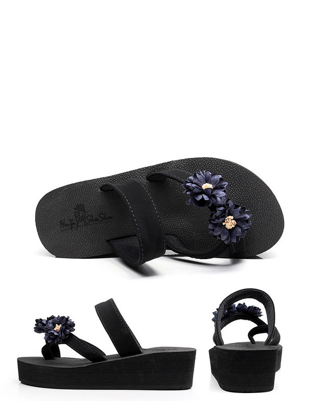 Jauns sieviešu čību modelis ar 3D ziedu elementu - melnā krāsā