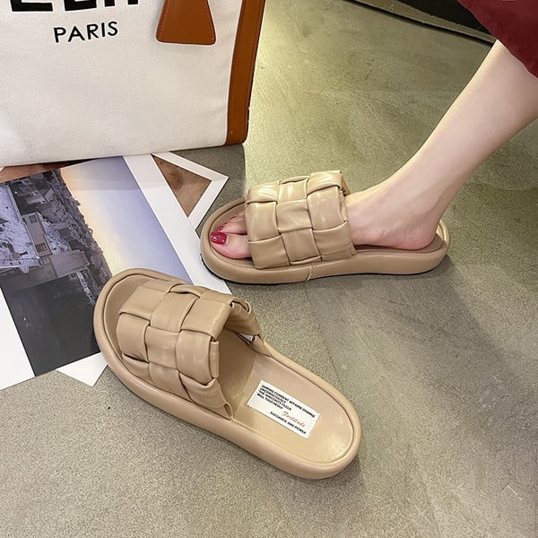 Sieviešu ikdienas čības vienkāršs modelis ar augstu plakanu zoli