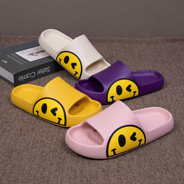 Ikdienas gumijas čības ar krāsainu emocijzīmi - unisex modelis